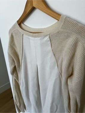 Club Monaco Cream Two-Tone Knit Sweater